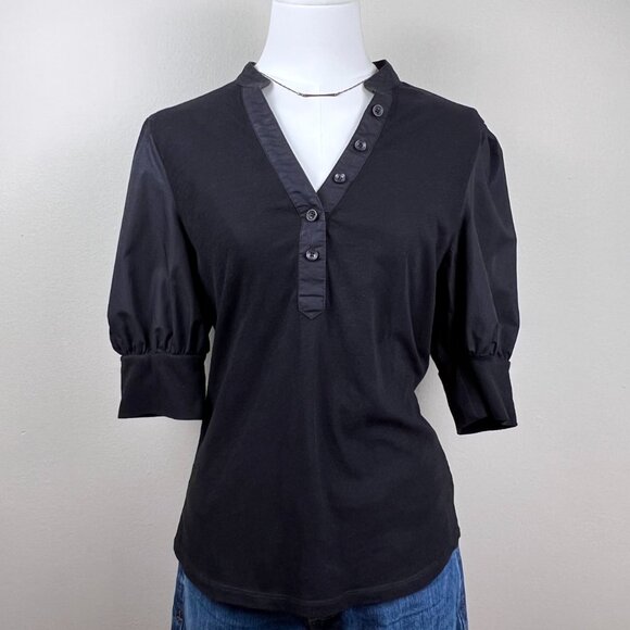 HABITUAL Puff Sleeve Henley Style Top - Picture 4 of 7